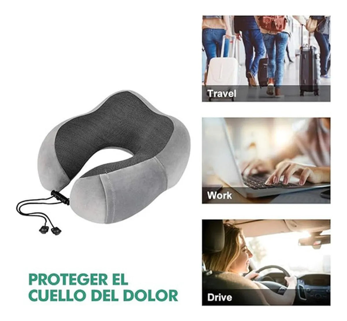 Almohada de viaje para el cuello, gris